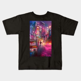 okyo Dreams: AI-Generated Cityscapes Kids T-Shirt